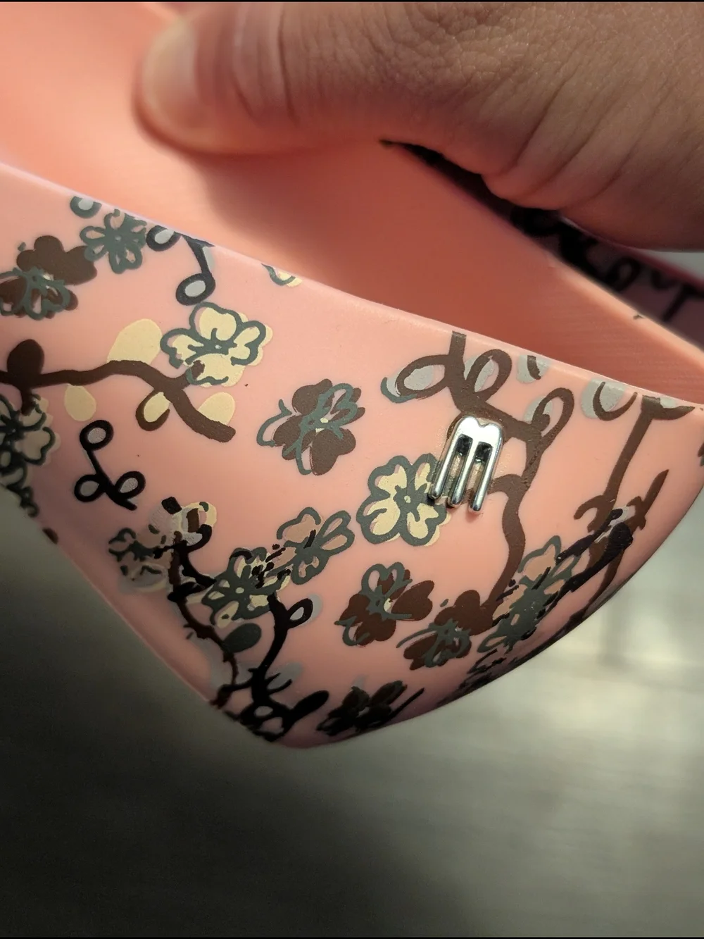 Melissa Pink Floral Peep-Toe Ballet Flats Size 2